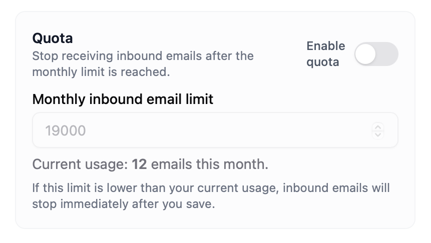 Namespace quota settings